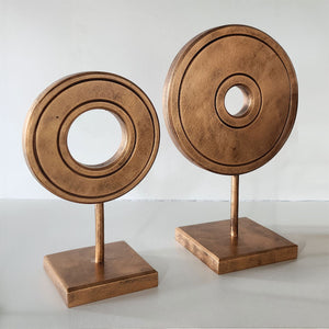 Bronze Shields Couple - Handmade shelf sculptures in timber by Fp Art Collection - Fp Art Online