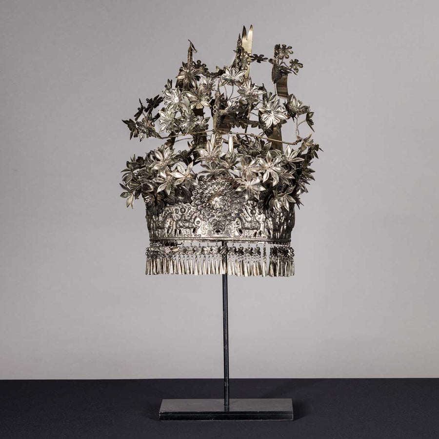 Miao, Low Silver Antique Headdress from Laos by China Tibet - Fp Art Online