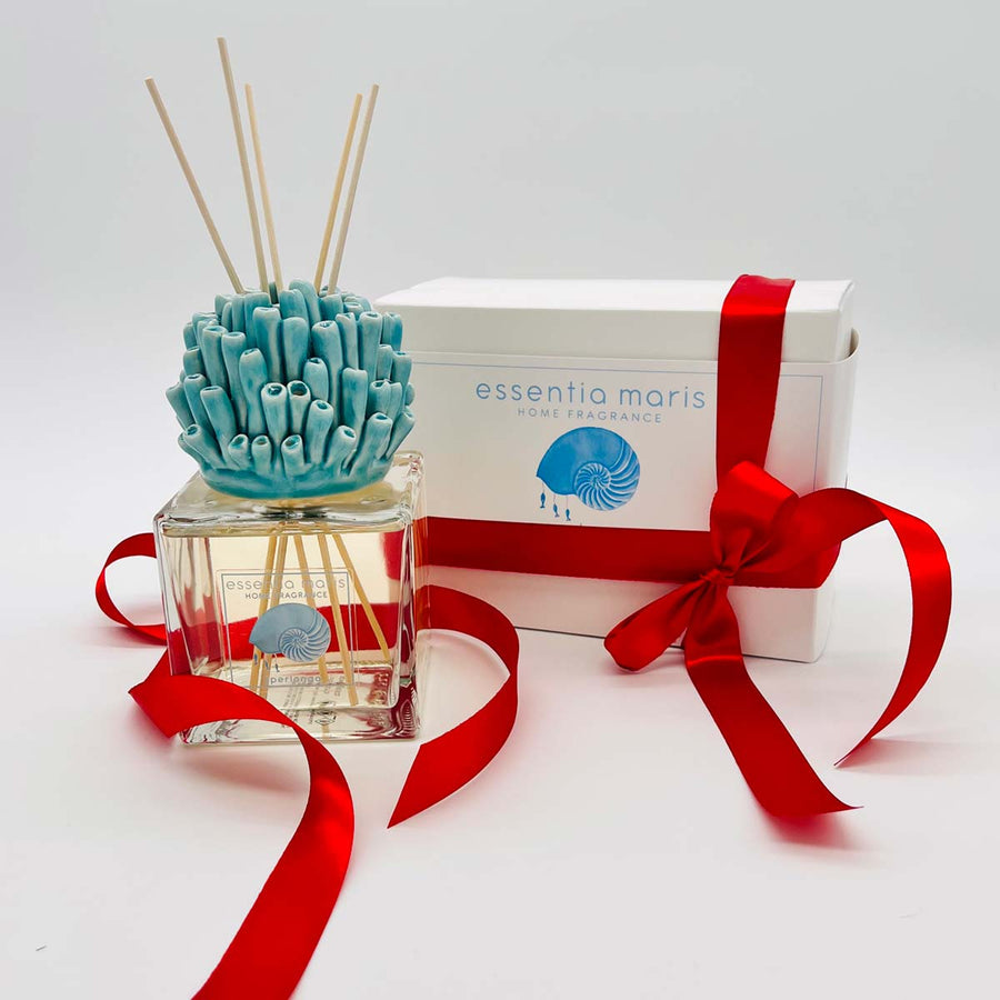 Blue Anemone 500ml - Handmade ceramic and glass room fragrance diffuser by Battista Emanuela - Fp Art Online