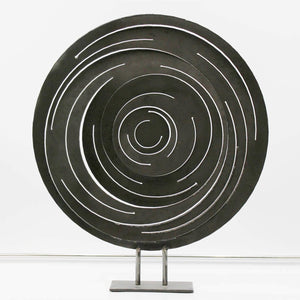 Decalage - Black steel fire-cut sculpture by Lonzi Philippe - Fp Art Online