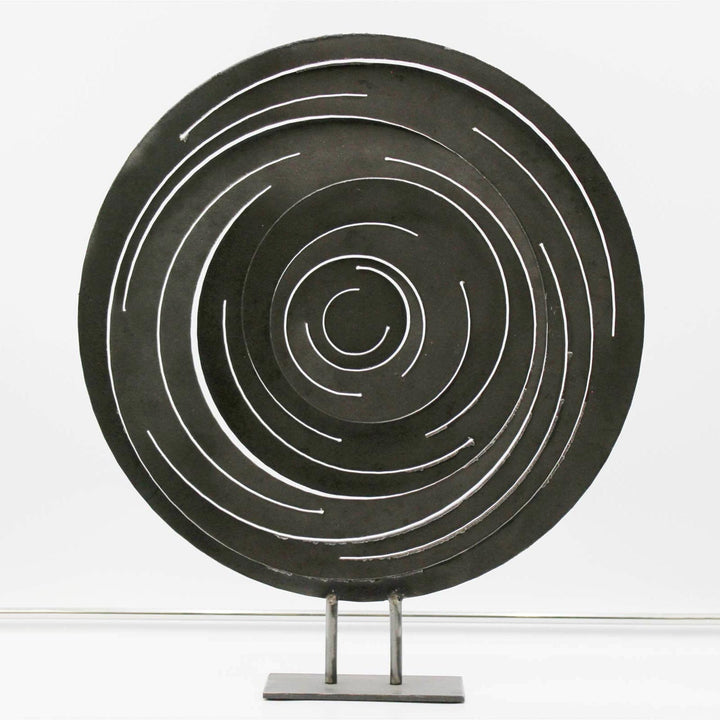 Decalage - Black steel fire-cut sculpture by Lonzi Philippe - Fp Art Online