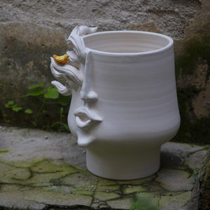 L'Aciddara - Handmade ceramic head vase with decorations by Italiano Patrizia - Fp Art Online