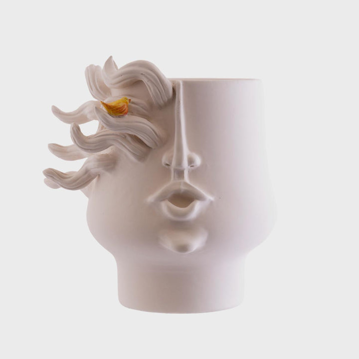 L'Aciddara - Handmade ceramic head vase with decorations by Italiano Patrizia - Fp Art Online