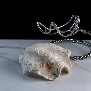 Liens - "Tridacna" shell on a stainless steel frame by Maritime Objects - Fp Art Online