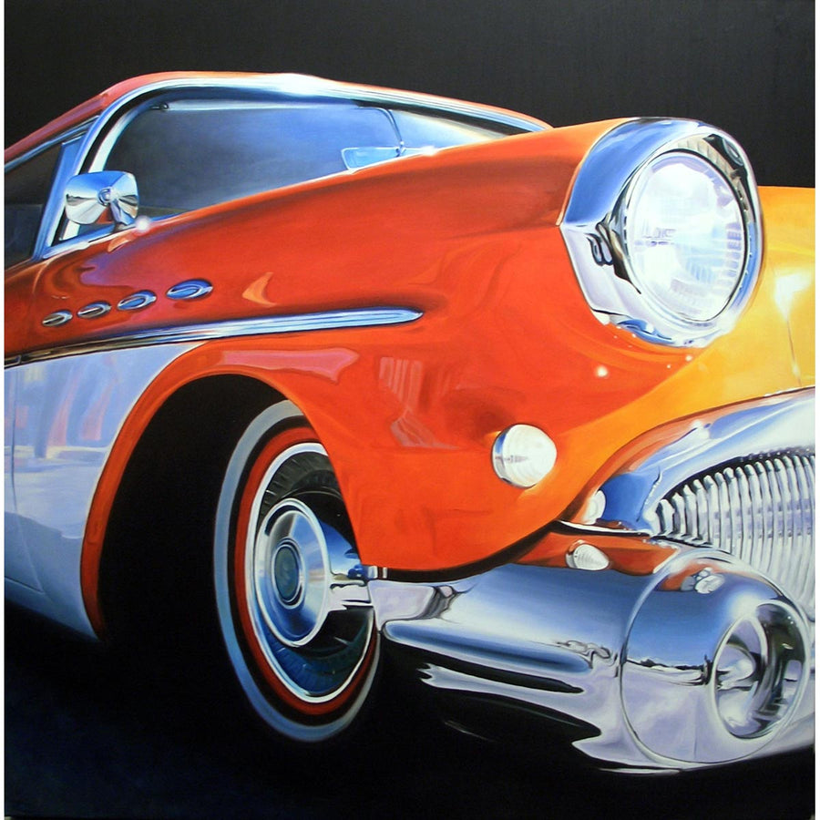 Orange Buick - Oil paint on canvas by Mini Daniele - Fp Art Online