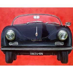 Porsche 356 Black - Mixed media on canvas and lighting source by Casali Monica - Fp Art Online