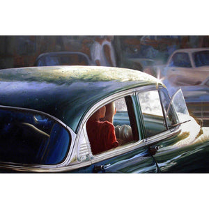 Rainy Car - Oil paint on canvas by Mini Daniele - Fp Art Online
