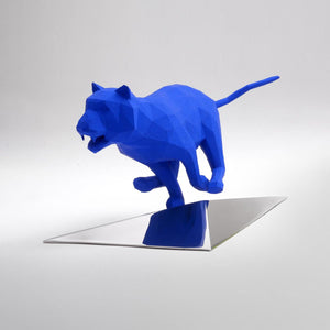 Roarr TanTanTan - Stainless steel sculpture finished by hand, blue resin by Basso Daniele - Fp Art Online