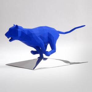 Roarr TanTanTan - Stainless steel sculpture finished by hand, blue resin by Basso Daniele - Fp Art Online
