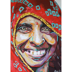 Sorriso Hindu - Acrylic on canvas by Romani Marianna - Fp Art Online