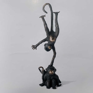 Singes - Painted bronze sculpture by Berry Philippe - Fp Art Online
