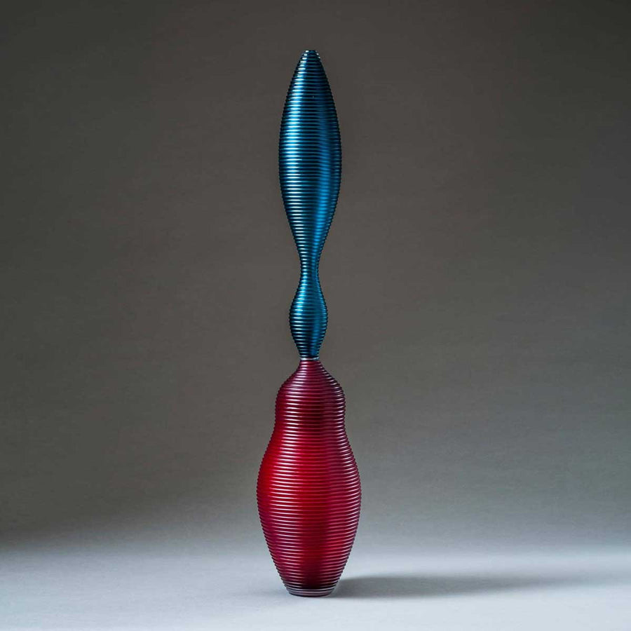 Species Novae: Singularity -  Free blown glass vase, incalmo, cut on diamond lathe by Baldwin and Guggisberg - Fp Art Online