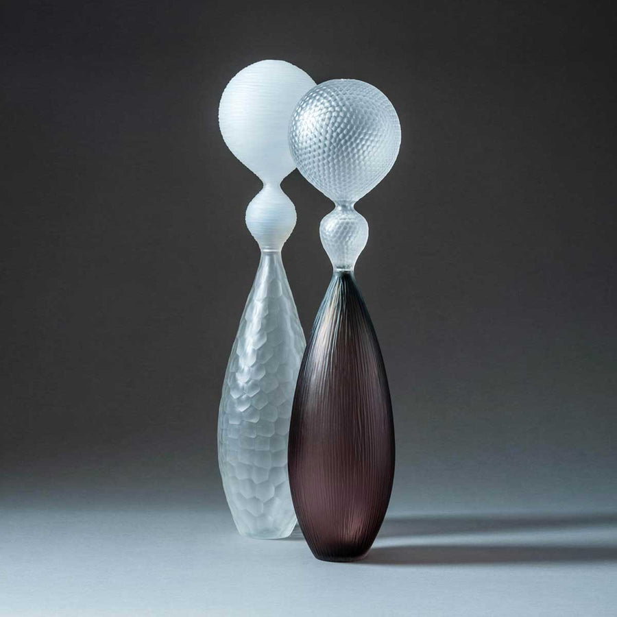 Species Novae: You and Me (couple) -  Free blown glass vase, incalmo, cut on diamond lathe by Baldwin and Guggisberg - Fp Art Online