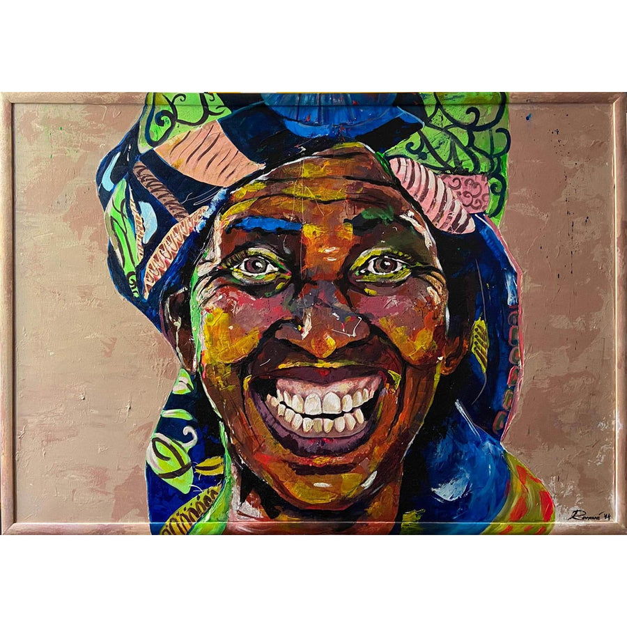 Tanzanian Woman - Acrylic on canvas and frame by Romani Marianna - Fp Art Online