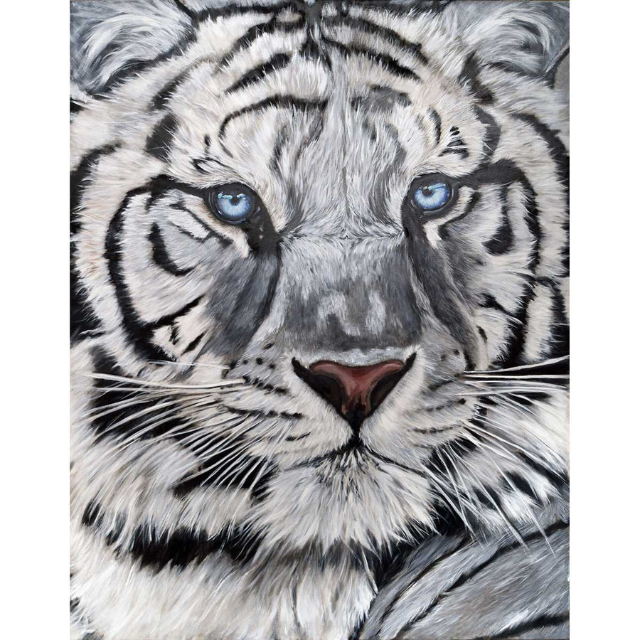 White Tiger - Oil painting on canvas by Chiusano Carla - Fp Art Online