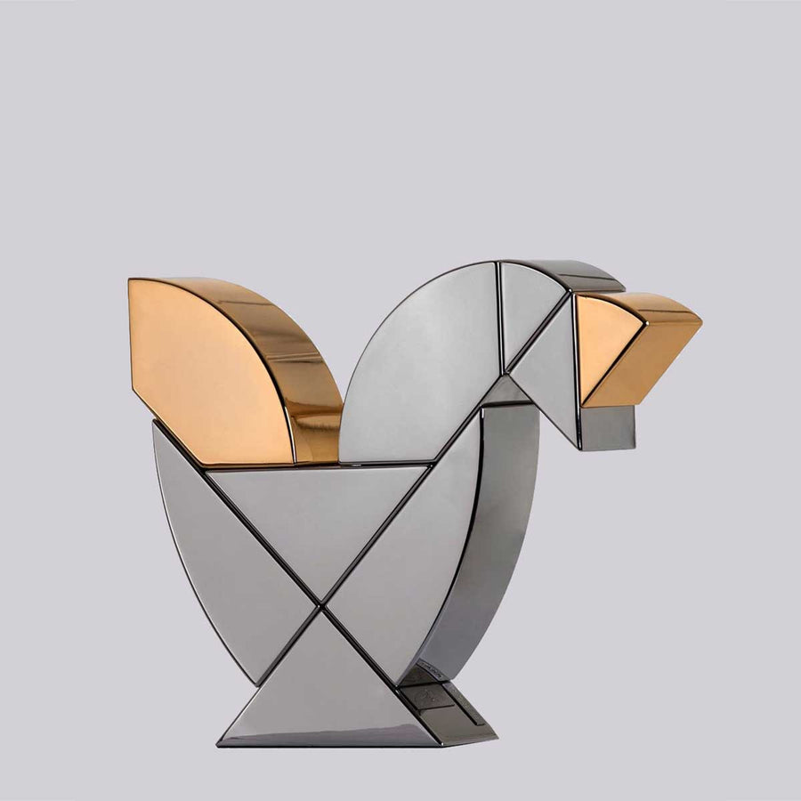Ab Ovo Hen - Mirror polished stainless steel sculpture by Ancilotto Camilla - Fp Art Online