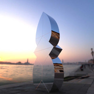 Ab Ovo Missile - Mirror polished stainless steel sculpture by Ancilotto Camilla - Fp Art Online