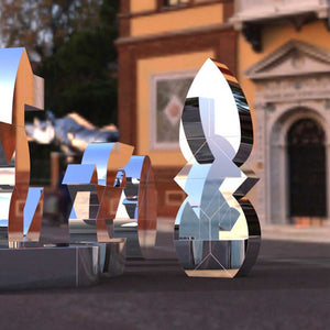 Ab Ovo Missile - Mirror polished stainless steel sculpture by Ancilotto Camilla - Fp Art Online