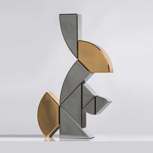 Ab Ovo Rabbit - Mirror polished stainless steel sculpture by Ancilotto Camilla - Fp Art Online