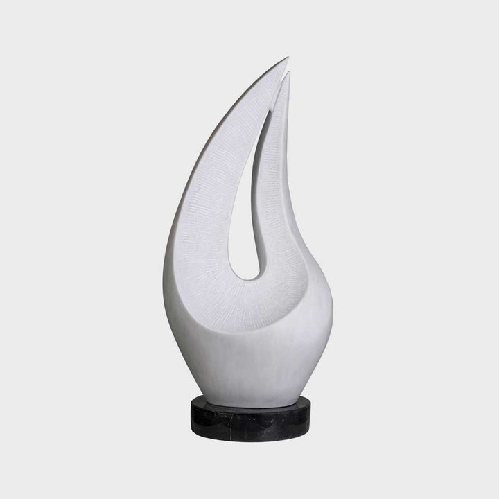 Abstract Marble #11 - Carrara marble sculpture with black granite base by Fp Art Collection - Fp Art Online