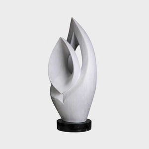 Abstract Marble #12 - Carrara marble sculpture with black granite base by Fp Art Collection - Fp Art Online