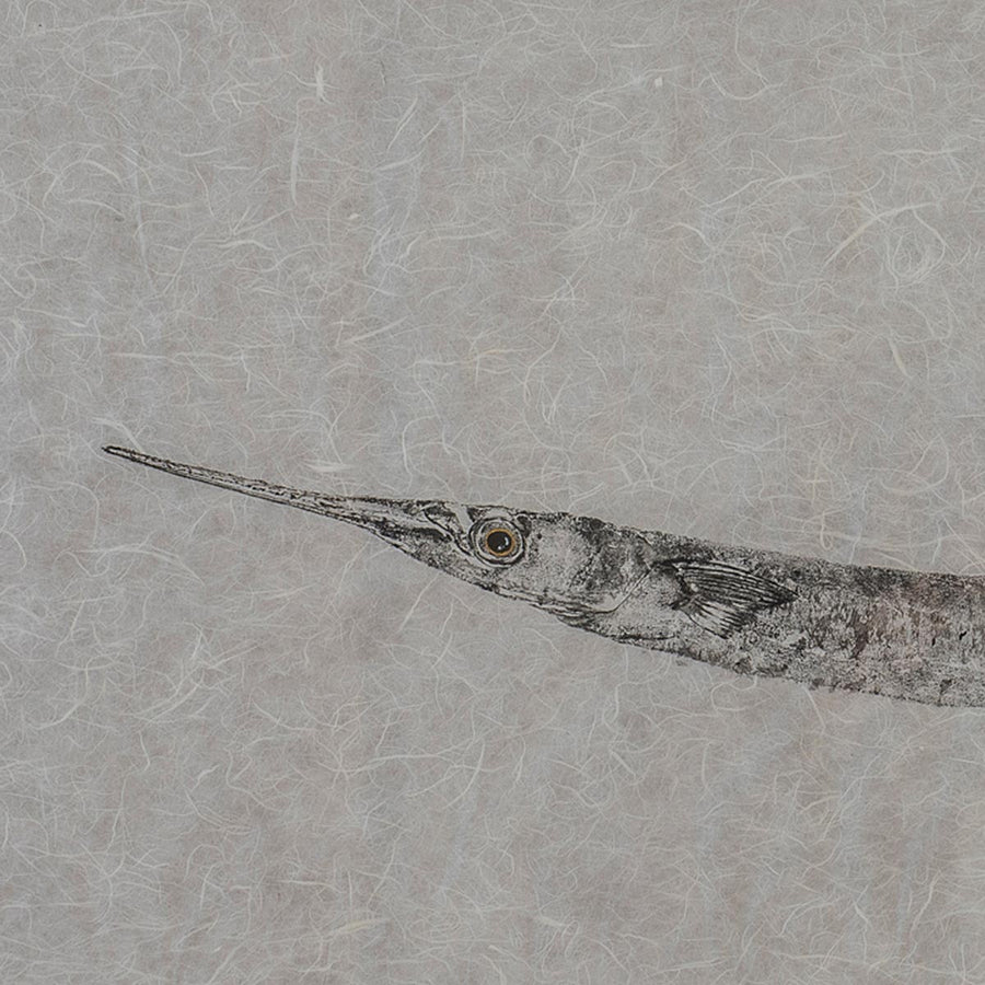 Aguglia #283 - Japanese Gyotaku technique painting on "Kozo" Asian mulberry paper by Auleta Nadia - Fp Art Online