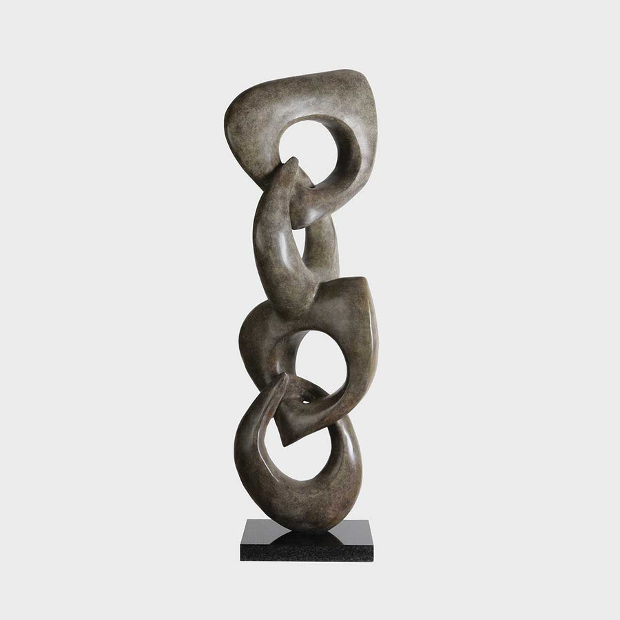 Multiple Rings #02 - Dove patina bronze sculpture with black granite base by Fp Art Collection - Fp Art Online