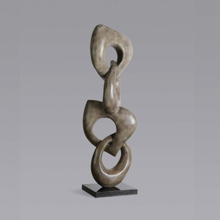 Multiple Rings #02 - Dove patina bronze sculpture with black granite base by Fp Art Collection - Fp Art Online