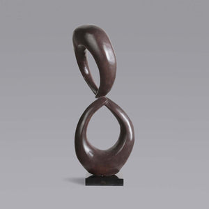 Two Rings #07 - Bordeaux patina bronze sculpture with black granite base by Fp Art Collection - Fp Art Online