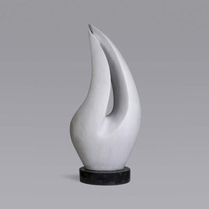 Abstract Marble #11 - Carrara marble sculpture with black granite base by Fp Art Collection - Fp Art Online