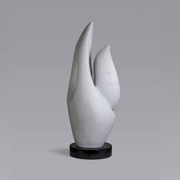 Abstract Marble #12 - Carrara marble sculpture with black granite base by Fp Art Collection - Fp Art Online
