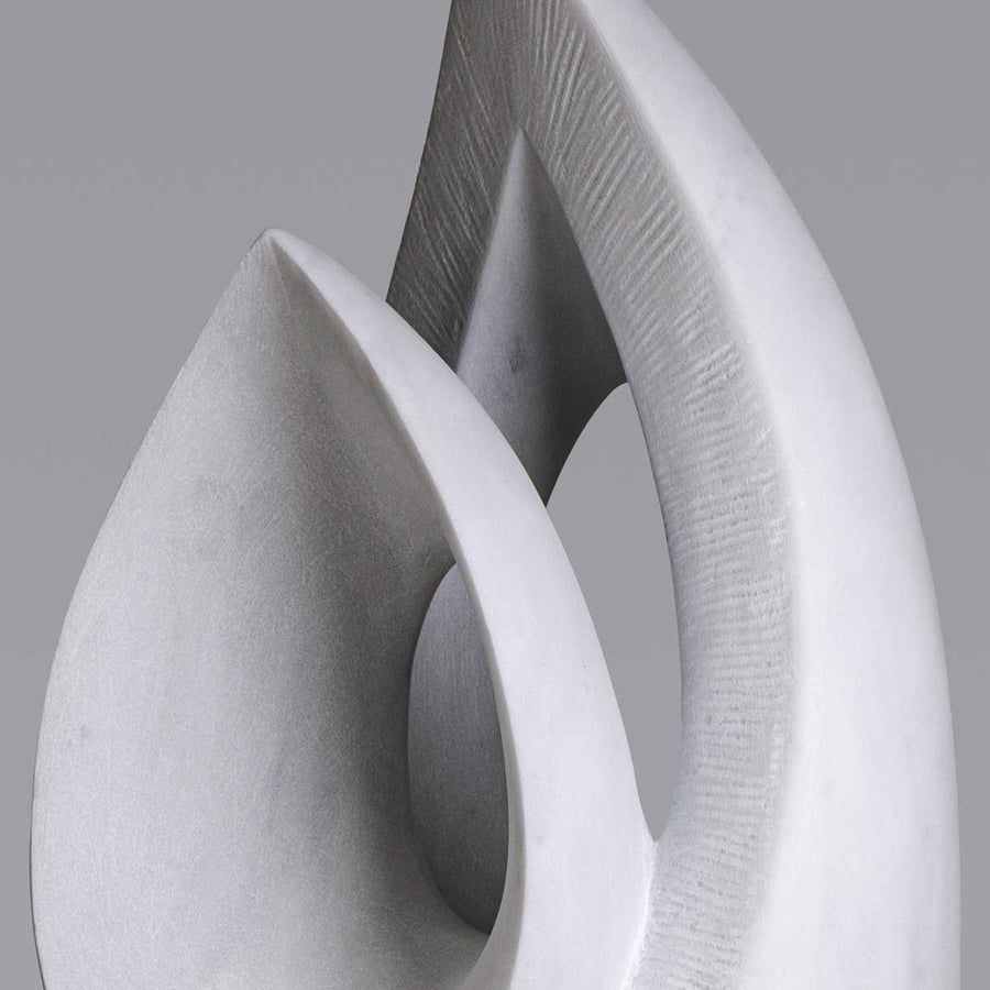 Abstract Marble #12 - Carrara marble sculpture with black granite base by Fp Art Collection - Fp Art Online