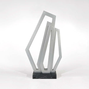 Abstract #10 - Grey patina sculpture with black granite base by Fp Art Collection - Fp Art Online