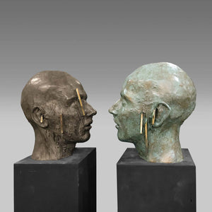 Autumn Story Pair (Dove + Green) - Bronze sculptures by Marcolini Laura - Fp Art Online
