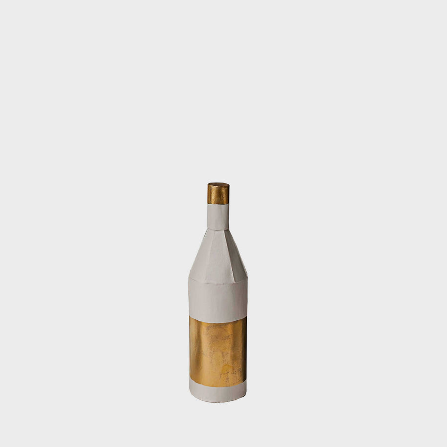 Bottle Gold Small - Paper clay ceramic vase by Paronetto Paola - Fp Art Online