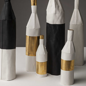 Bottle Gold Small - Paper clay ceramic vase by Paronetto Paola - Fp Art Online