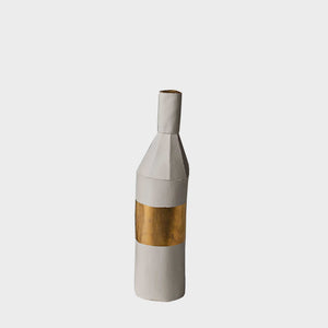 Bottle Gold Medium - Paper clay ceramic vase by Paronetto Paola - Fp Art Online