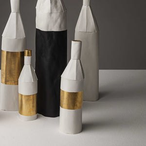 Bottle Gold Medium - Paper clay ceramic vase by Paronetto Paola - Fp Art Online