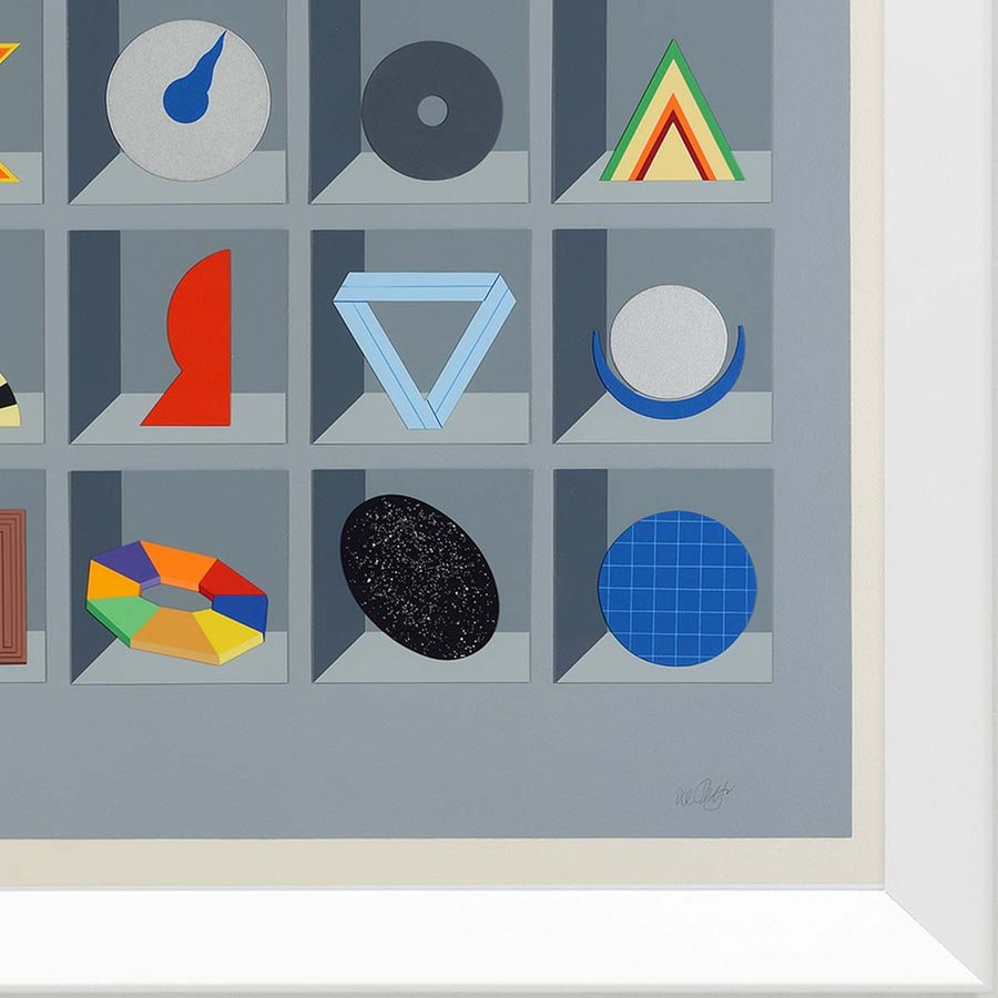 Casellario - Screen printing and collage with lacquered wood frame by Del Pezzo Lucio - Fp Art Online