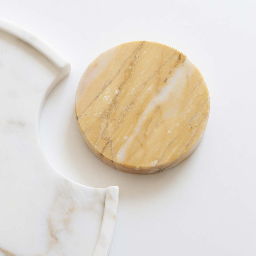 Tray with Round Element (Large) - Handmade marble tray by Slow Design 44 - Fp Art Online