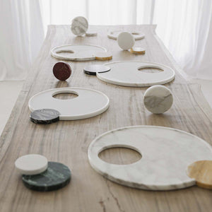 Tray with Round Element (Large) - Handmade marble tray by Slow Design 44 - Fp Art Online