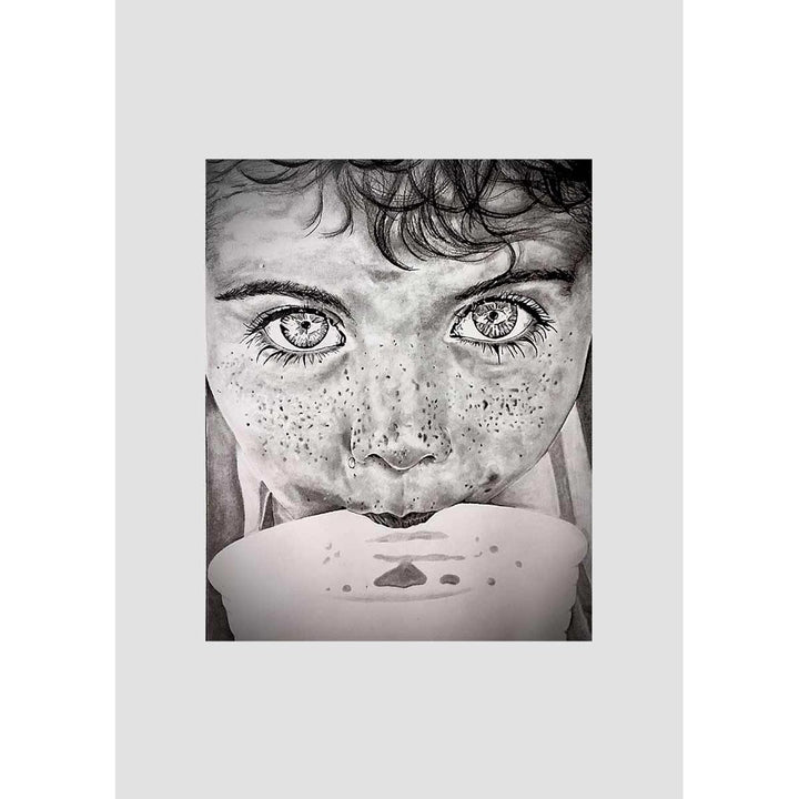 Childhood - Mixed technique, pure graphic pencil-graphite by Romano Davide - Fp Art Online