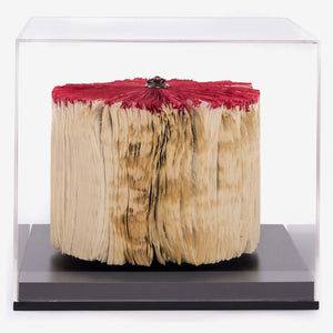 Blown Red Medium - Paper sculpture made out of old folded books by Crizu - Fp Art Online