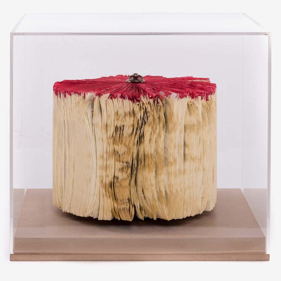 Blown Red Small - Paper sculpture made out of old folded books by Crizu - Fp Art Online