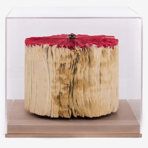 Blown Red Medium - Paper sculpture made out of old folded books by Crizu - Fp Art Online