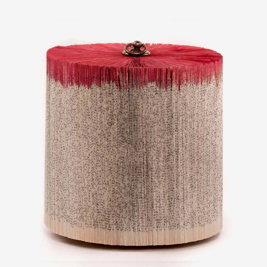 Trunk Red Small - Paper sculpture made out of old folded books by Crizu - Fp Art Online