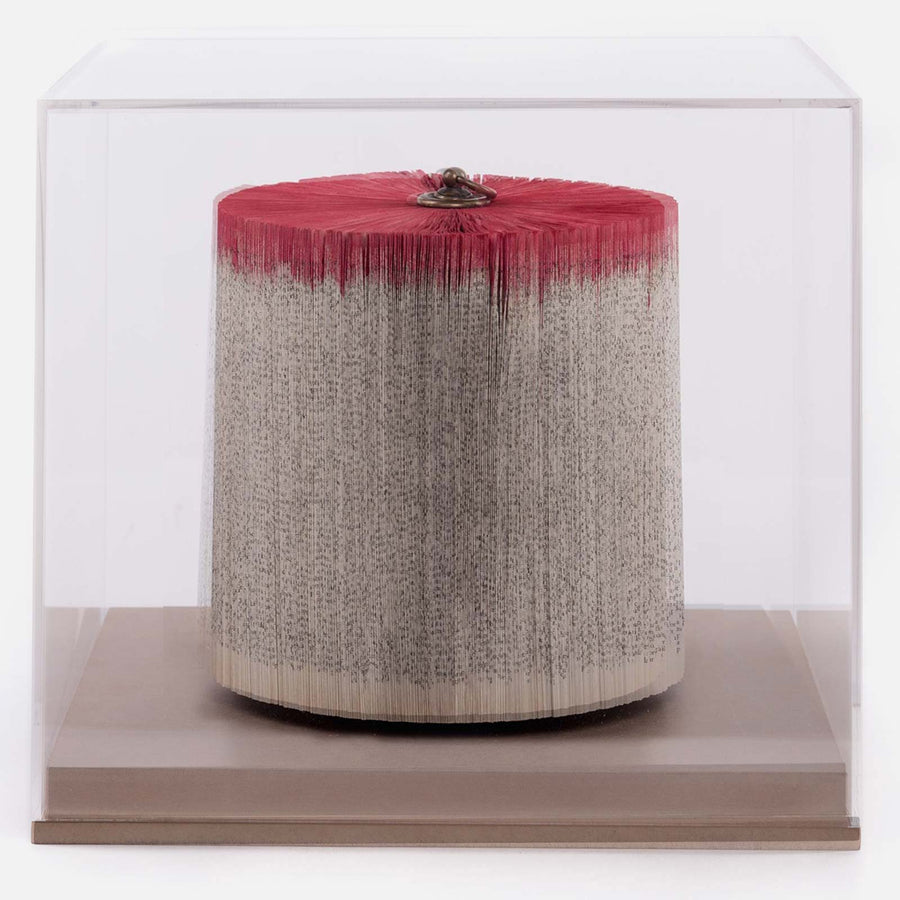 Trunk Red Medium - Paper sculpture made out of old folded books by Crizu - Fp Art Online