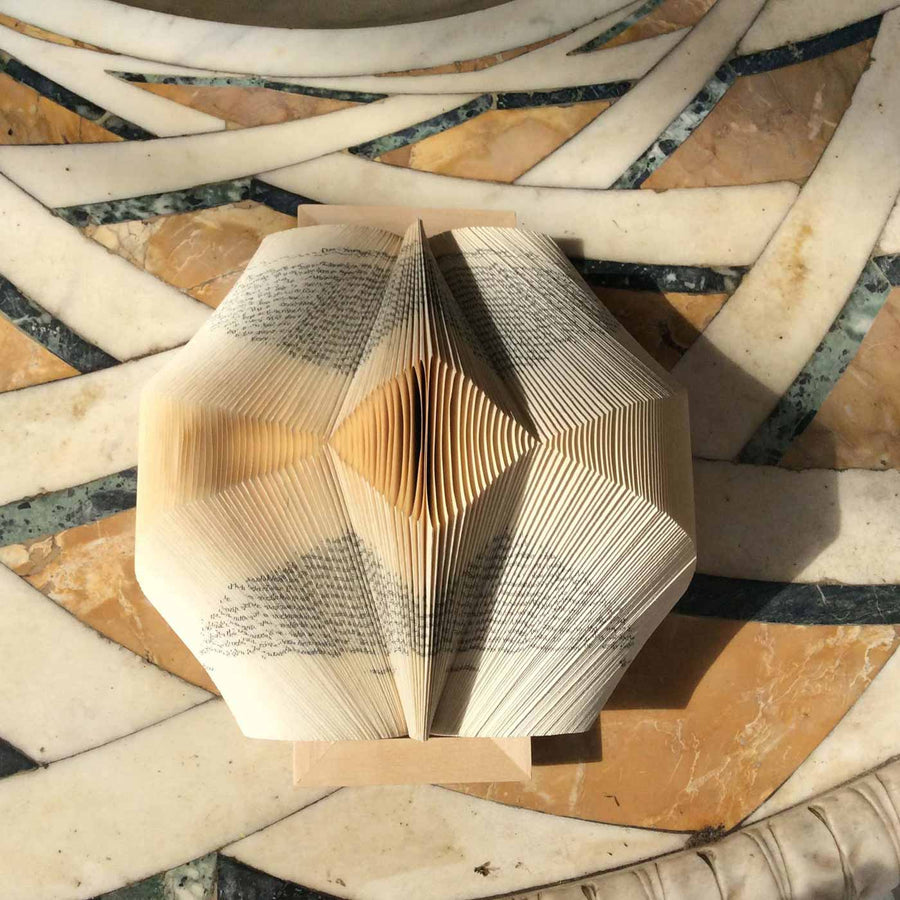 Wig Diamond - Paper sculpture made out of old folded books by Crizu - Fp Art Online