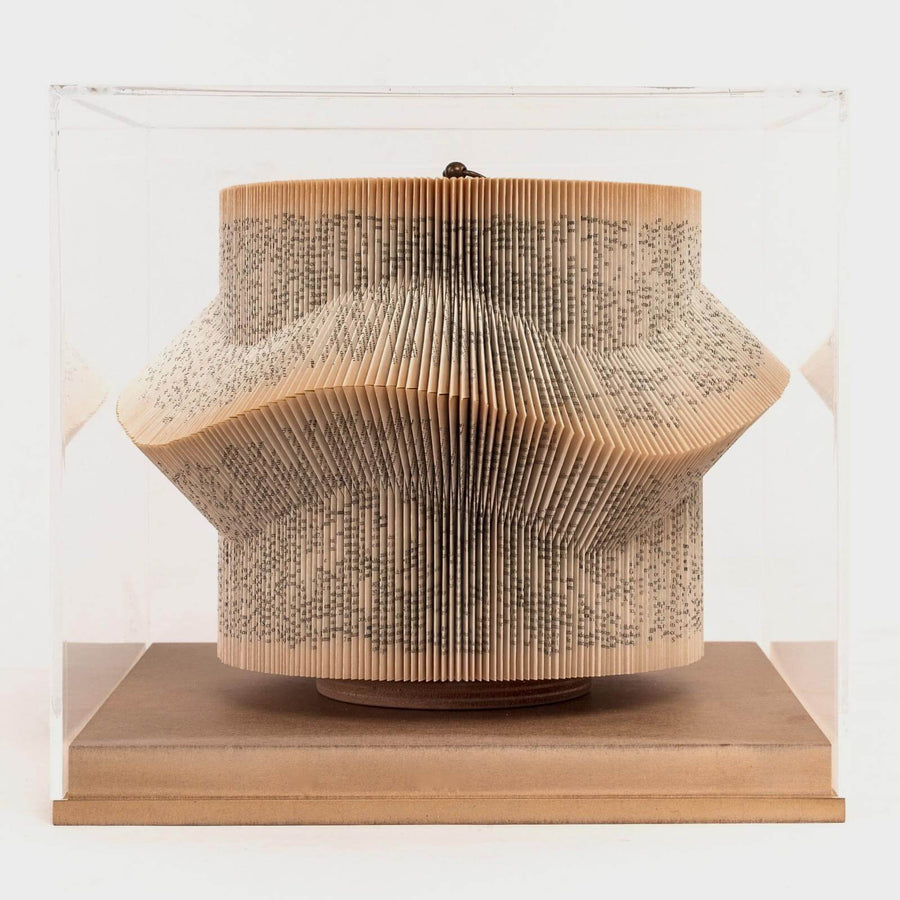 Wave Medium - Paper sculpture made out of old folded books by Crizu - Fp Art Online