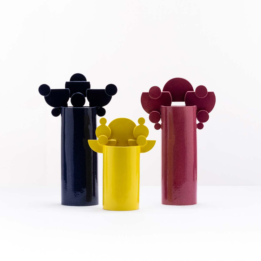 Milano - Dark blue glazed bubble family ceramic vase by CuoreCarpenito - Fp Art Online